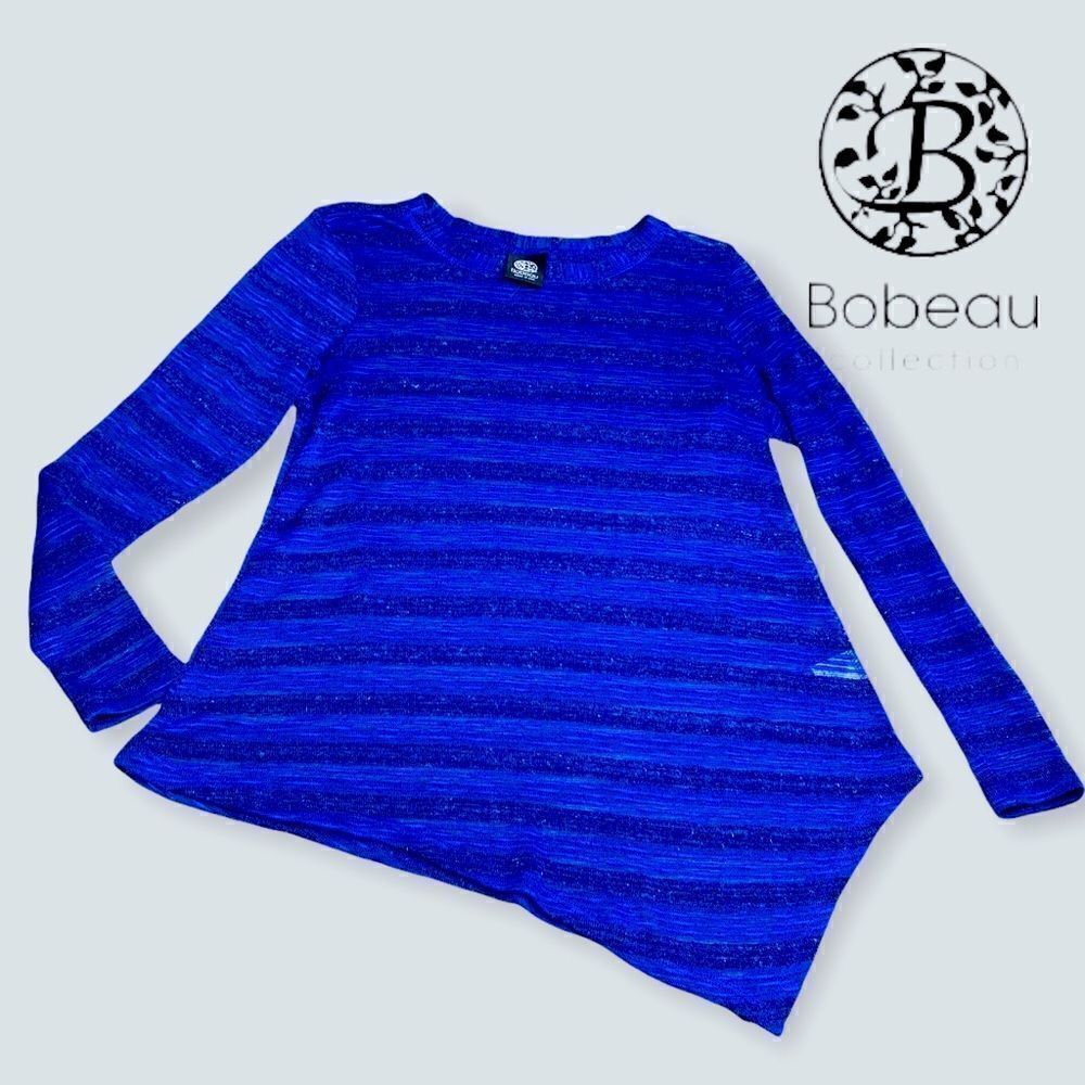 Bobeau Royal Blue woman’s XS Sheer Knit Stripe sweater